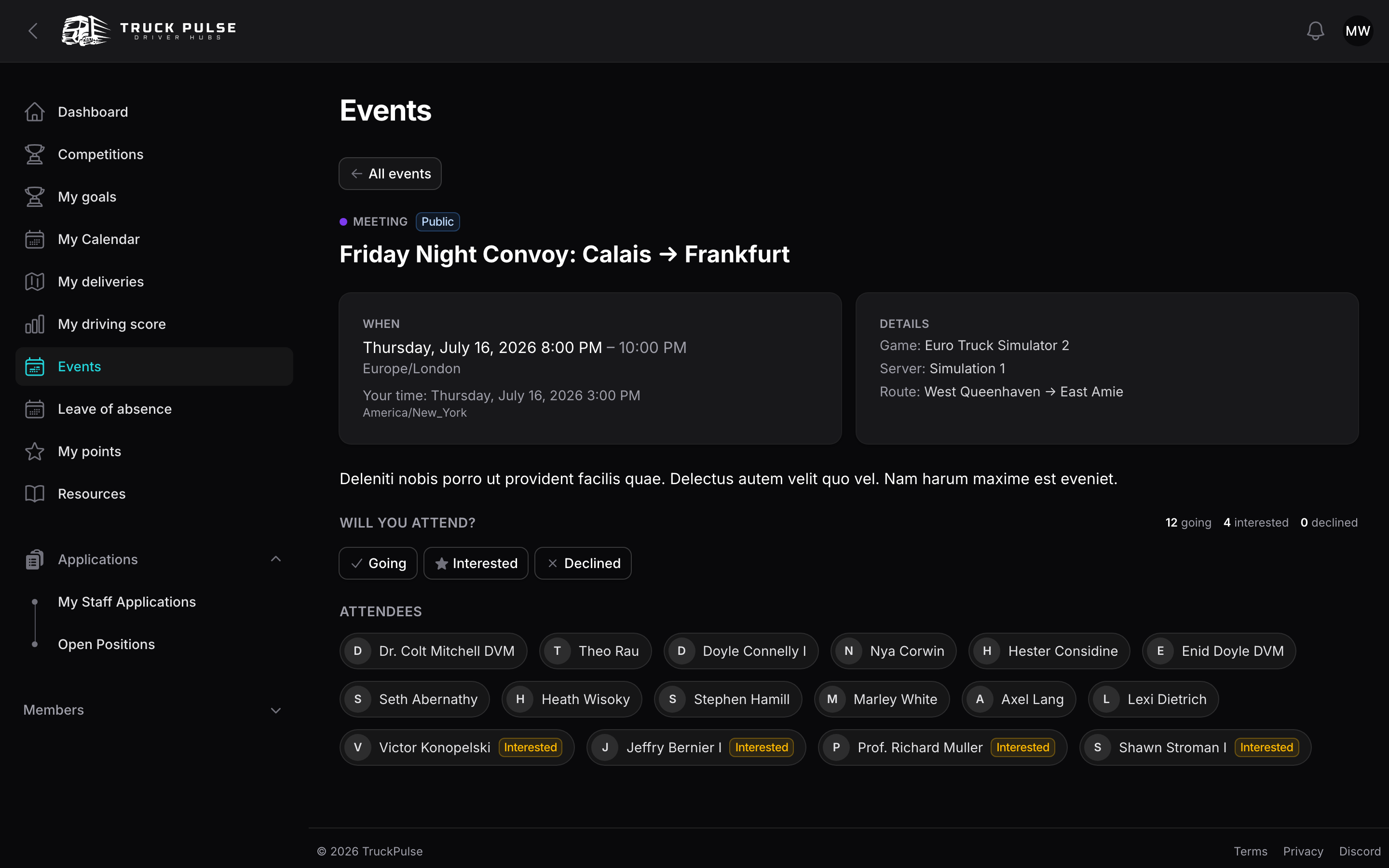 The RSVP buttons on an event's detail page